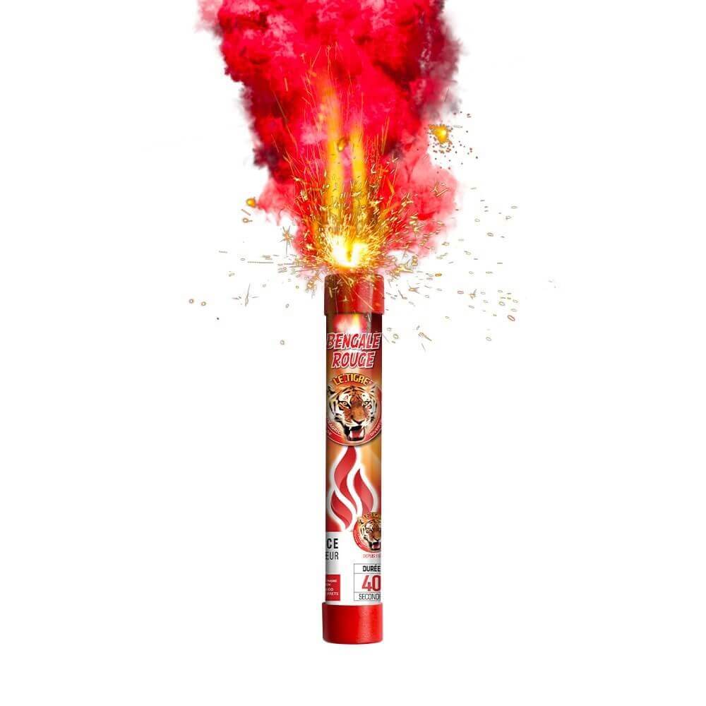 FUMIGÈNE FLAMME DE BENGALE ROUGE VIF - TORCHE DURÉE 40 SEC