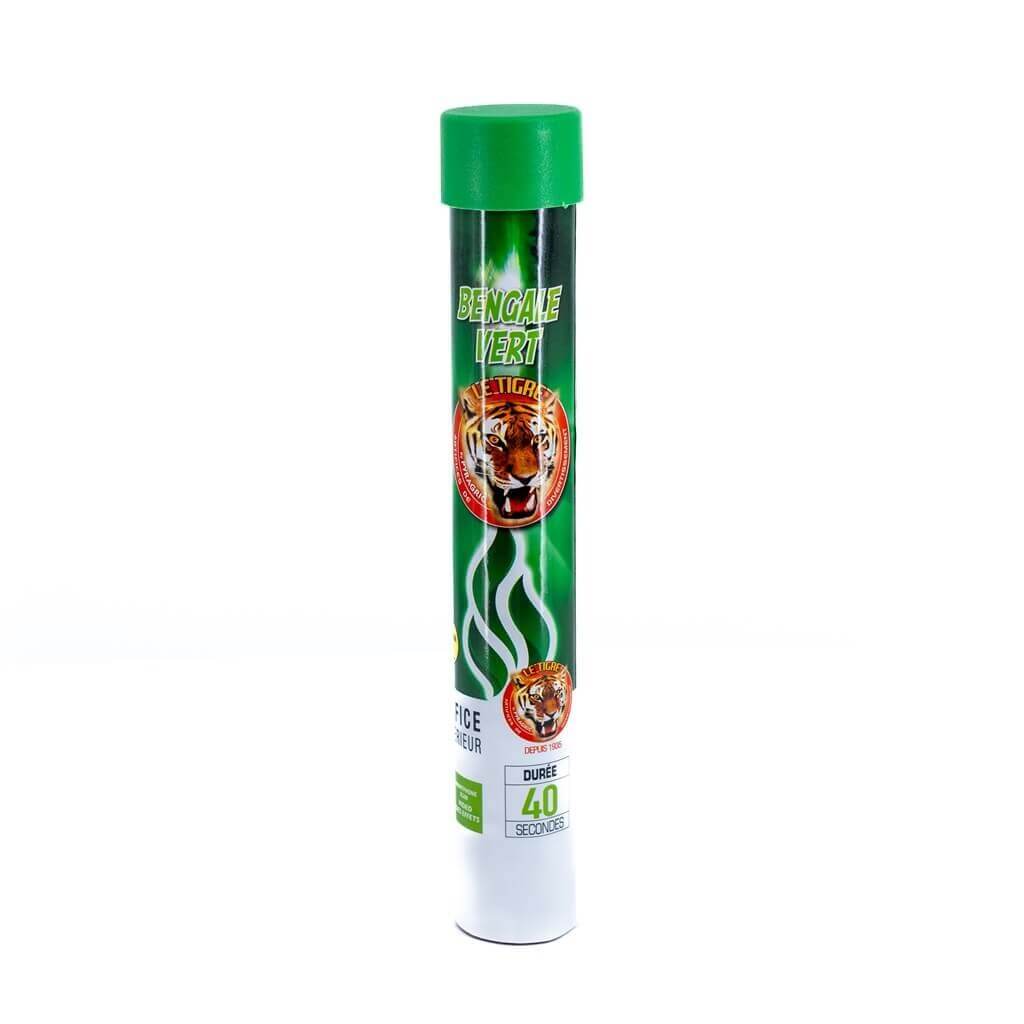 FUMIGÈNE FLAMME DE BENGALE VERT VIF - TORCHE DURÉE 40 SEC