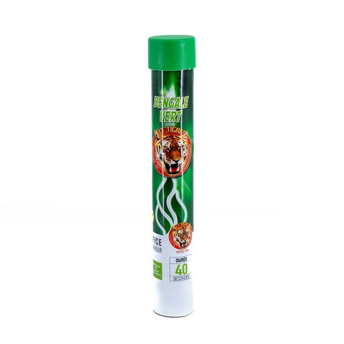 FUMIGÈNE FLAMME DE BENGALE VERT VIF - TORCHE DURÉE 40 SEC