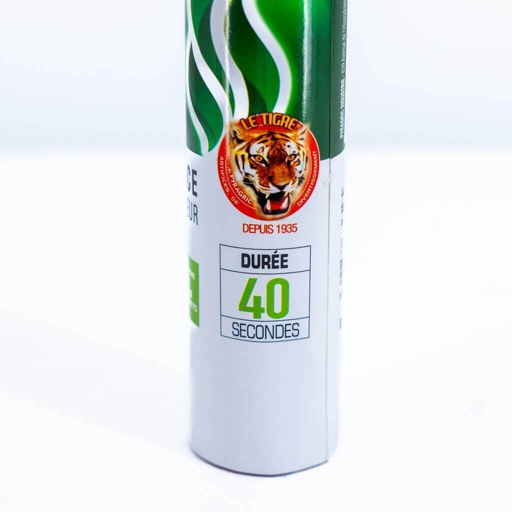 FUMIGÈNE FLAMME DE BENGALE VERT VIF - TORCHE DURÉE 40 SEC