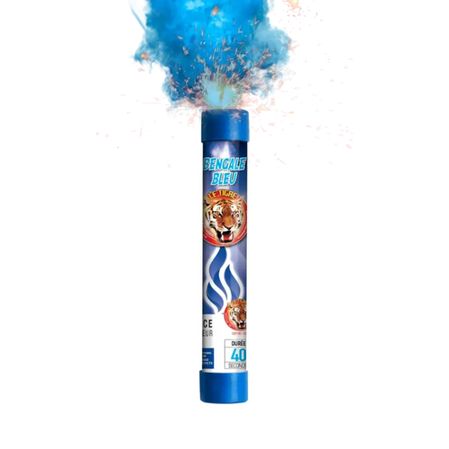 FUMIGÈNE FLAMME DE BENGALE BLEUE VIF - TORCHE DURÉE 40 SEC