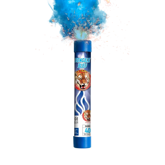 FUMIGÈNE FLAMME DE BENGALE BLEUE VIF - TORCHE DURÉE 40 SEC